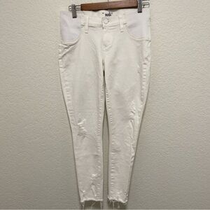 PAIGE White Skinny Jeans Distressed Size 25 Maternity